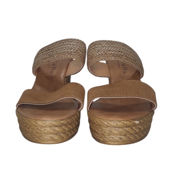 Mariella Suede Leather Woven Natural Slip On Wedge Sandals Size 7 - Picture 8 of 11